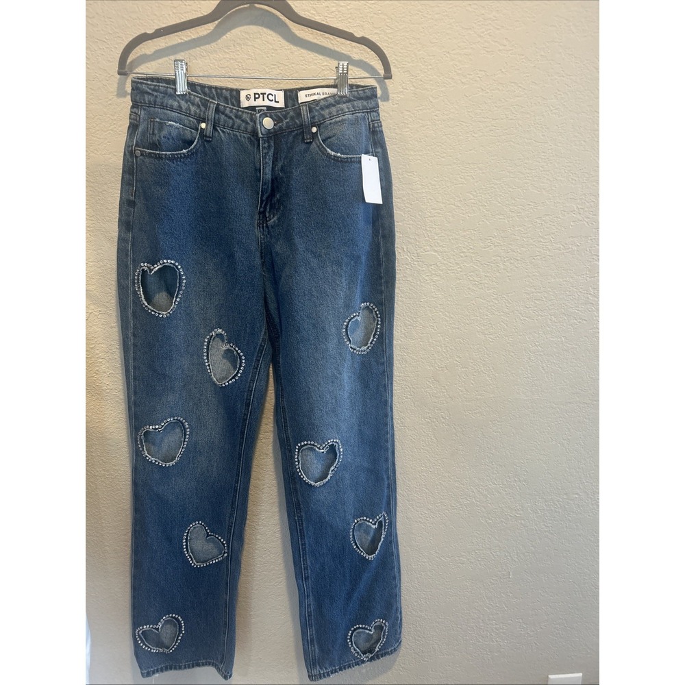 PTCL Ethical Clothing Blue, Loose Fit, Straight Ankle, Size 28 Hearts NWT